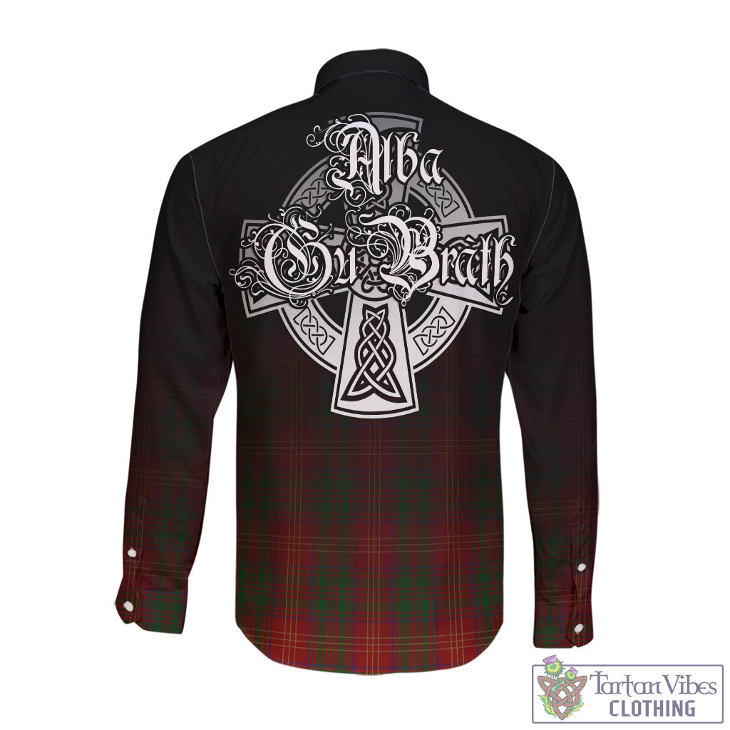 Tartan Vibes Clothing Burns Tartan Long Sleeve Button Up Featuring Alba Gu Brath Family Crest Celtic Inspired