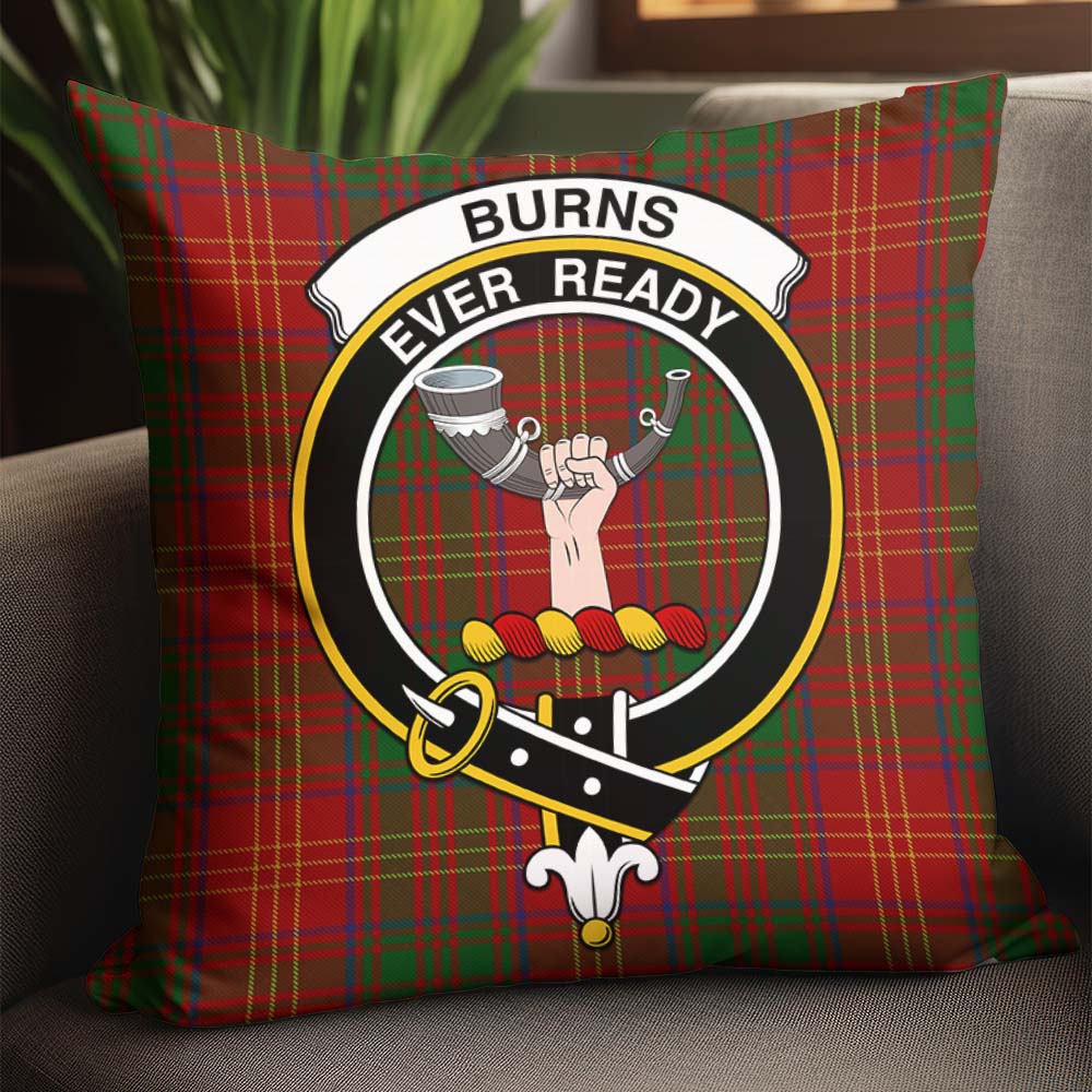 Burns Tartan Pillow Cover with Family Crest - Tartanvibesclothing