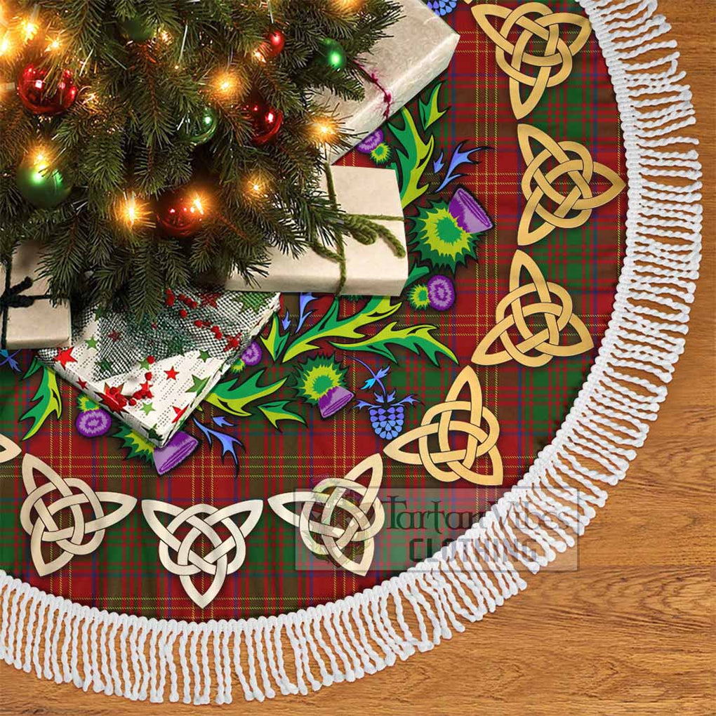 Tartan Vibes Clothing Burns Tartan Christmas Tree Skirt with Thistle Celtic Knot Style