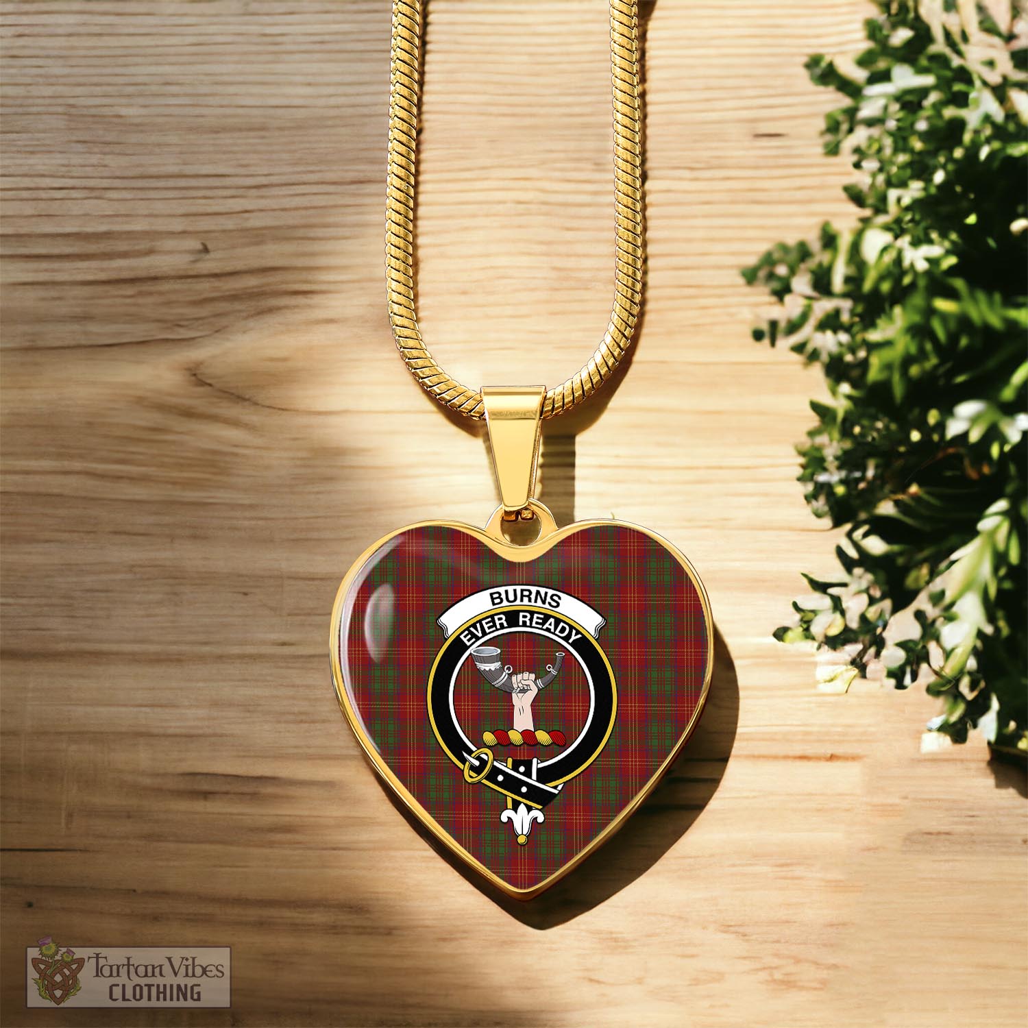 Tartan Vibes Clothing Burns Tartan Heart Necklace with Family Crest