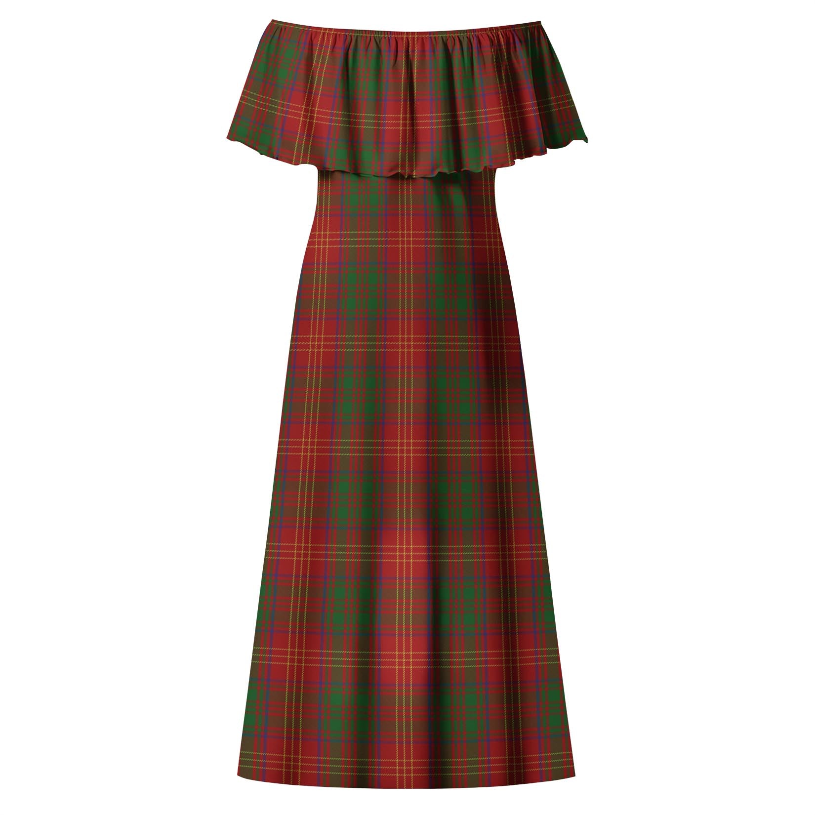 Burns Tartan Off Shoulder Long Dress - Tartanvibesclothing