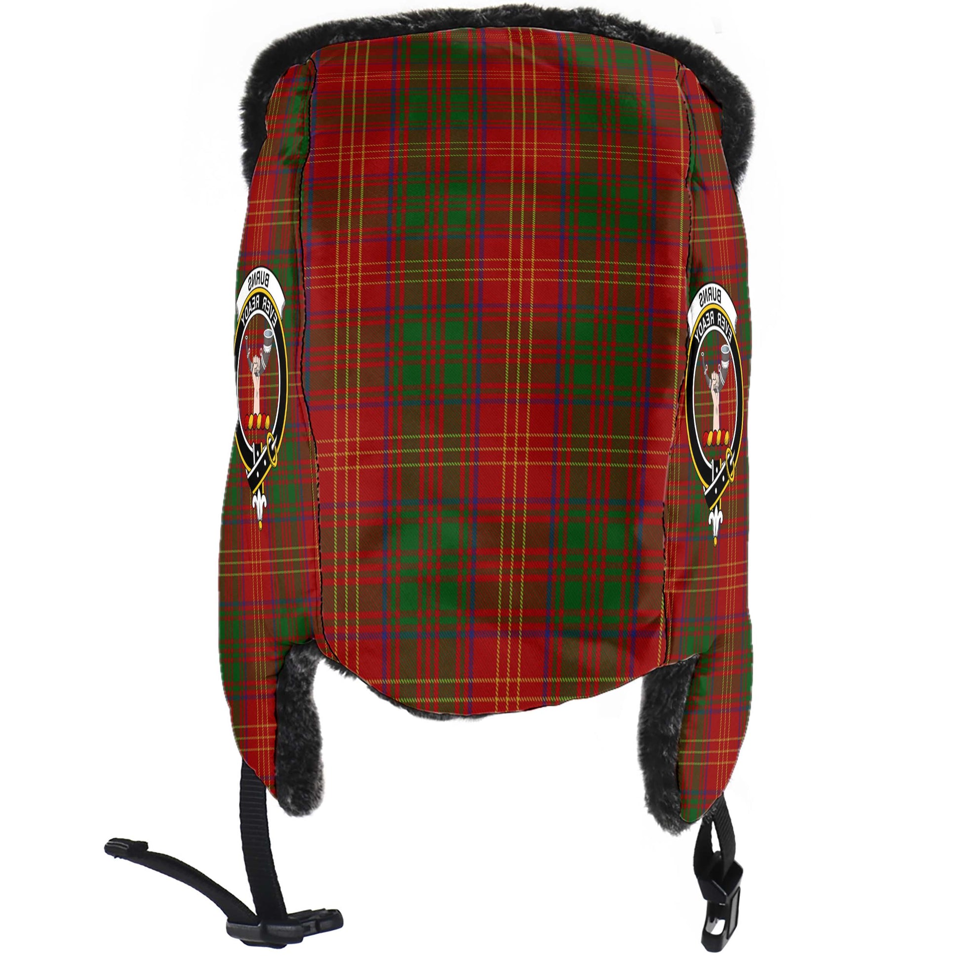 Burns Tartan Winter Trapper Hat with Family Crest - Tartanvibesclothing