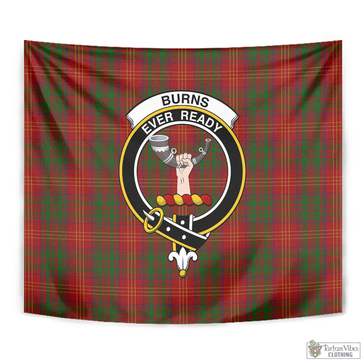 Tartan Vibes Clothing Burns Tartan Tapestry Wall Hanging and Home Decor for Room with Family Crest