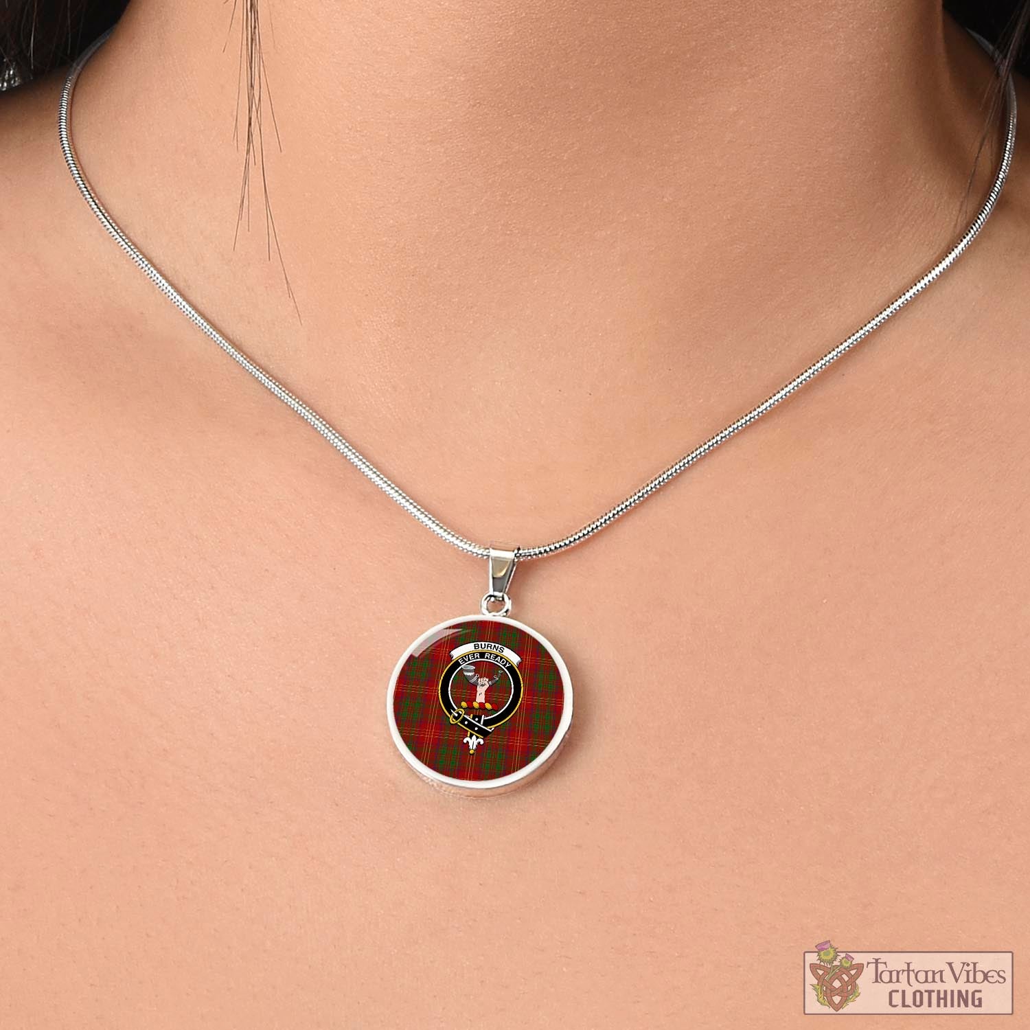 Tartan Vibes Clothing Burns Tartan Circle Necklace with Family Crest