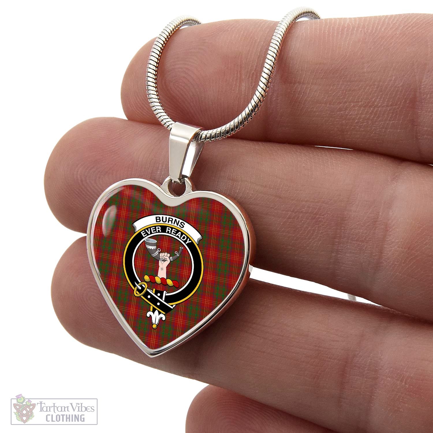 Tartan Vibes Clothing Burns Tartan Heart Necklace with Family Crest