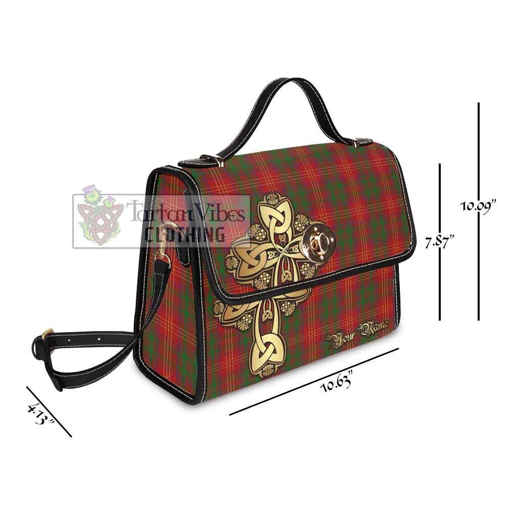 Tartan Vibes Clothing Burns Tartan Waterproof Canvas Bag Golden Thistle Celtic Cross Style