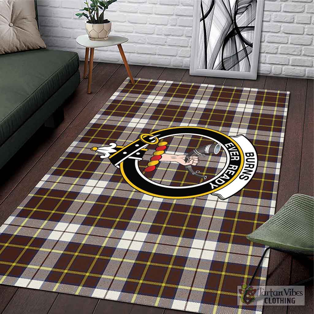 Tartan Vibes Clothing Burns Battalion Weathered Tartan Area Rug with Family Crest