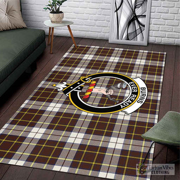 Burns Battalion Weathered Tartan Area Rug with Family Crest