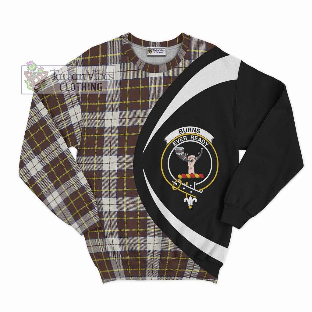 Burns Battalion Weathered Tartan Sweatshirt with Family Crest Circle Style Unisex - Tartan Vibes Clothing