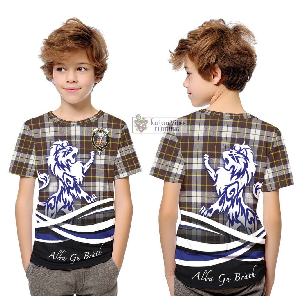 Burns Battalion Weathered Tartan Kid T-Shirt with Alba Gu Brath Regal Lion Emblem Youth XL Size14 - Tartanvibesclothing Shop