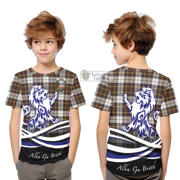 Burns Battalion Weathered Tartan Kid T-Shirt with Alba Gu Brath Regal Lion Emblem