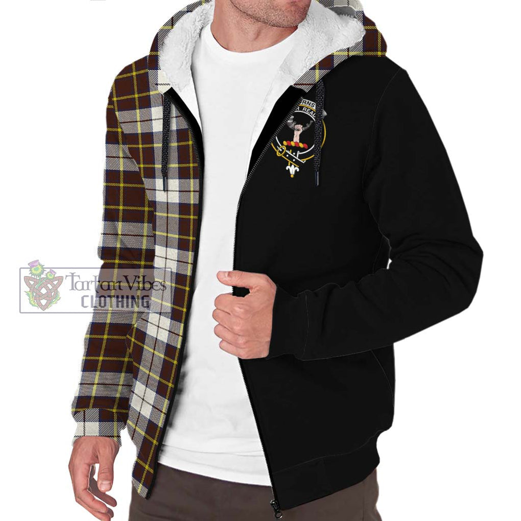 Burns Battalion Weathered Tartan Sherpa Hoodie with Family Crest and Half Of Me Style Unisex S - Tartanvibesclothing Shop