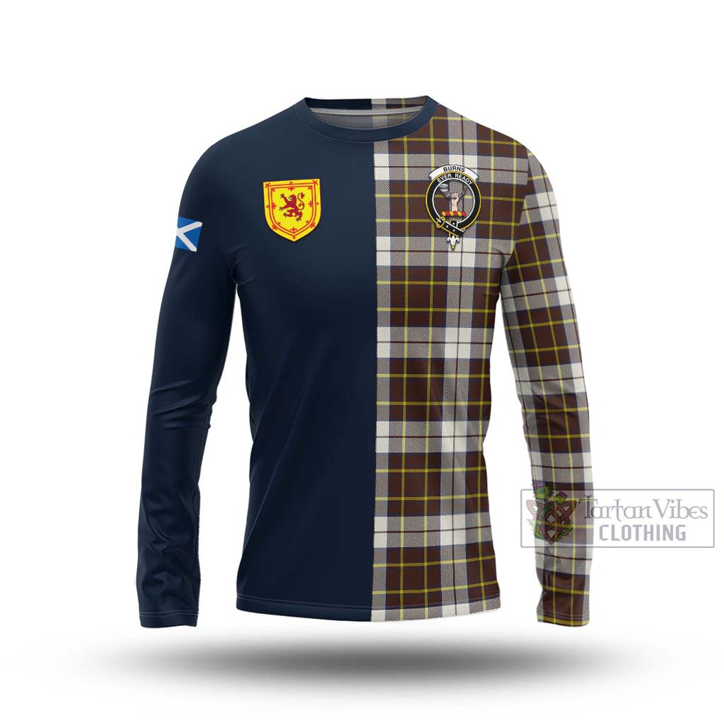 Tartan Vibes Clothing Burns Battalion Weathered Tartan Long Sleeve T-Shirt with Scottish Lion Royal Arm Half Style