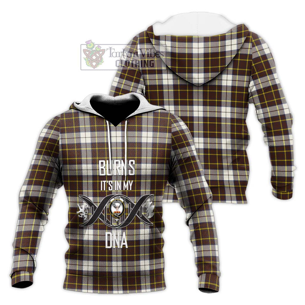 Burns Battalion Weathered Tartan Knitted Hoodie with Family Crest DNA In Me Style Unisex Knitted Pullover Hoodie - Tartanvibesclothing Shop