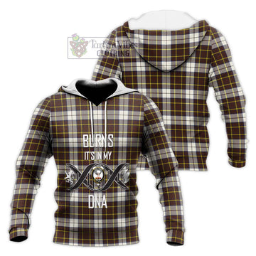 Burns Battalion Weathered Tartan Knitted Hoodie with Family Crest DNA In Me Style