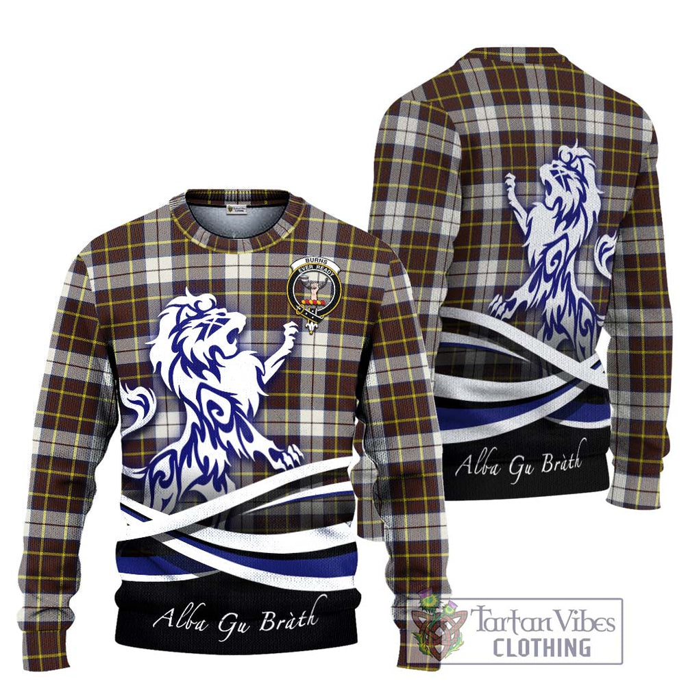 Burns Battalion Weathered Tartan Knitted Sweater with Alba Gu Brath Regal Lion Emblem Unisex - Tartanvibesclothing Shop