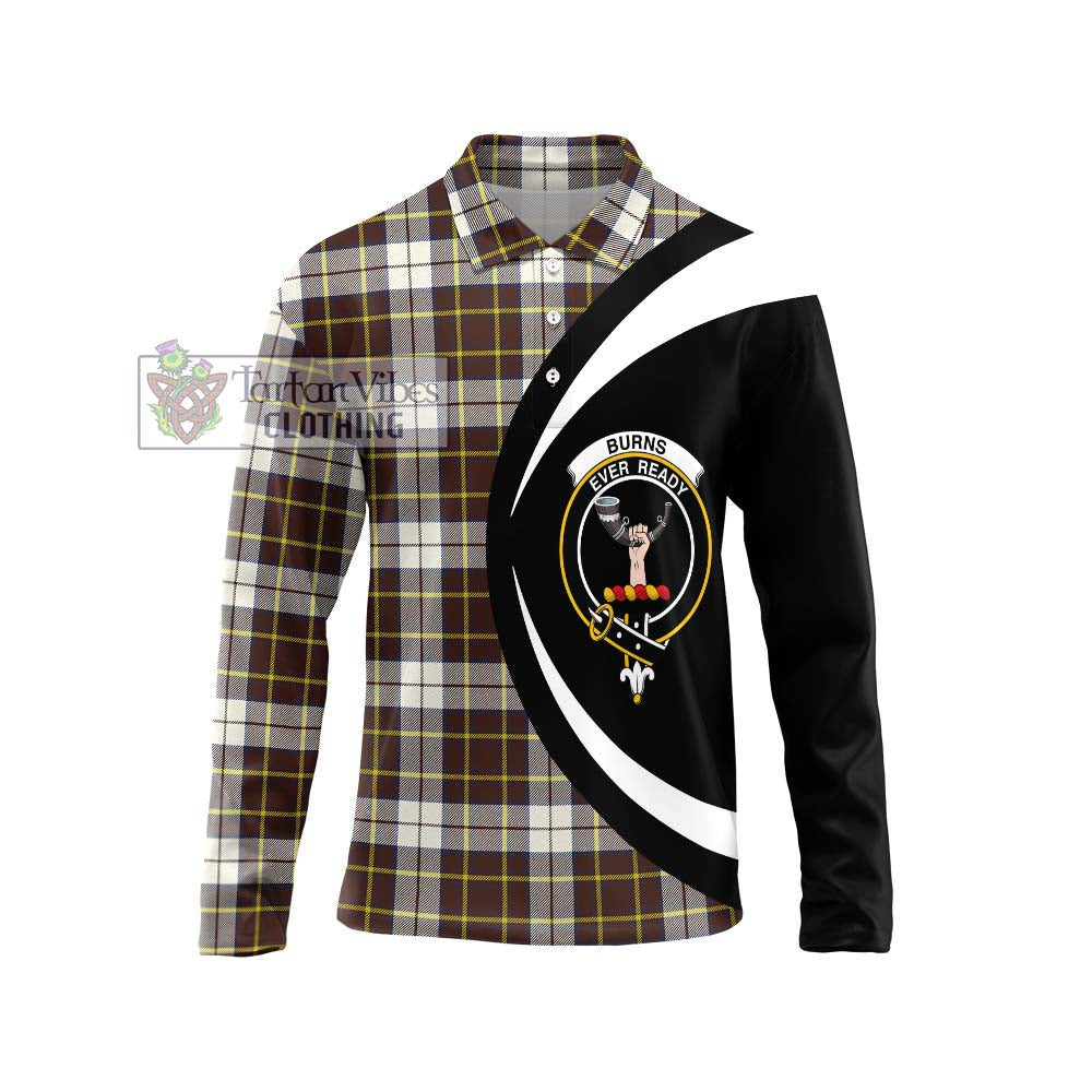 Burns Battalion Weathered Tartan Long Sleeve Polo Shirt with Family Crest Circle Style Unisex - Tartan Vibes Clothing