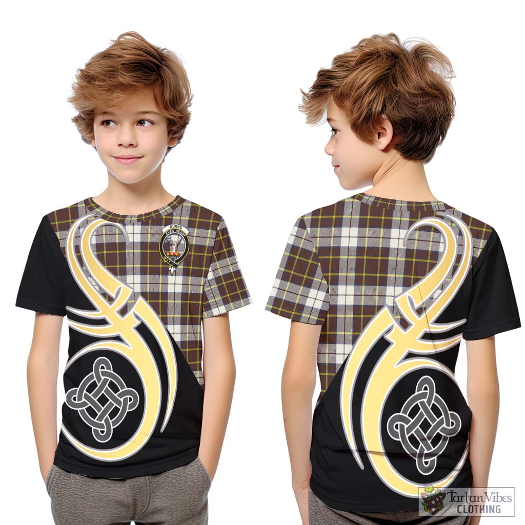 Burns Battalion Weathered Tartan Kid T-Shirt with Family Crest and Celtic Symbol Style Youth XL Size14 - Tartan Vibes Clothing