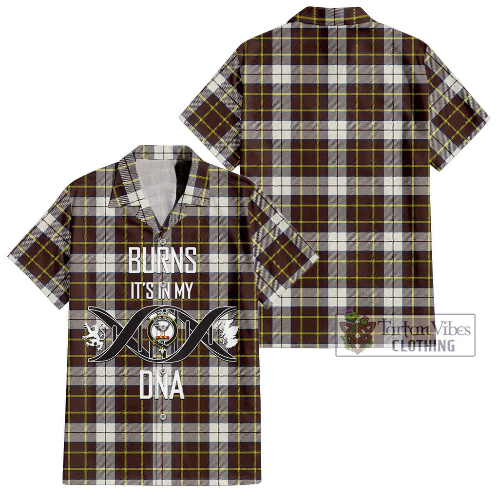 Burns Battalion Weathered Tartan Short Sleeve Button Shirt with Family Crest DNA In Me Style Kid - Tartanvibesclothing Shop