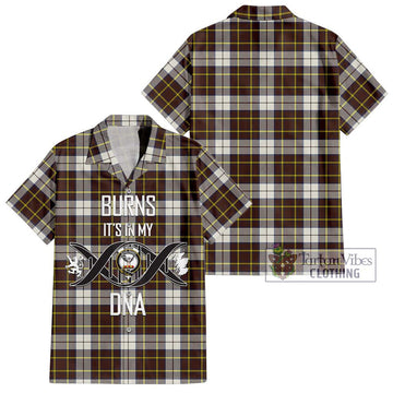 Burns Battalion Weathered Tartan Short Sleeve Button Shirt with Family Crest DNA In Me Style