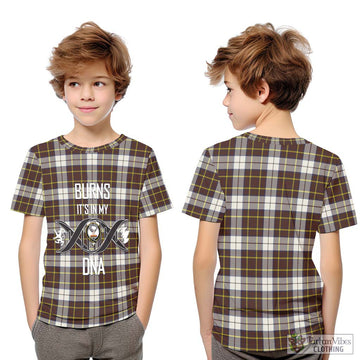 Burns Battalion Weathered Tartan Kid T-Shirt with Family Crest DNA In Me Style