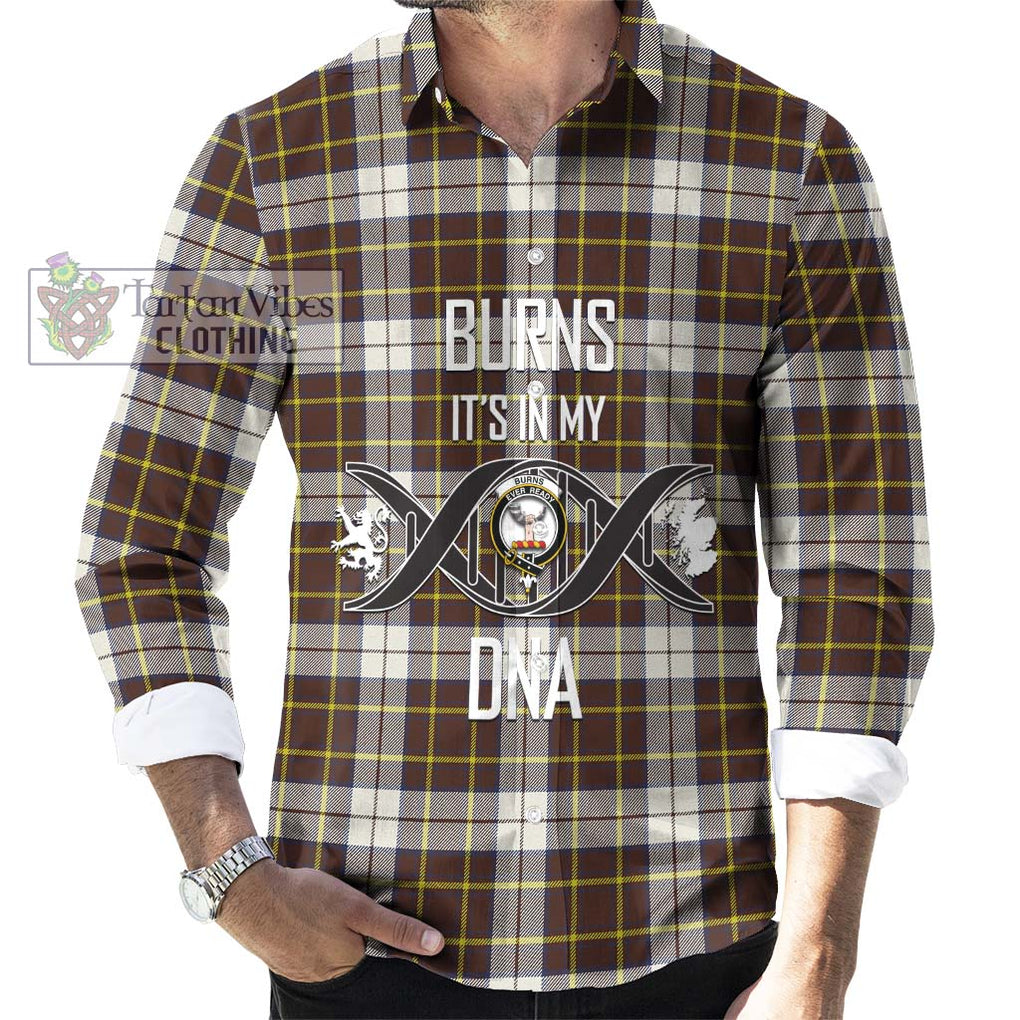 Burns Battalion Weathered Tartan Long Sleeve Button Shirt with Family Crest DNA In Me Style Men's Shirt S - Tartanvibesclothing Shop