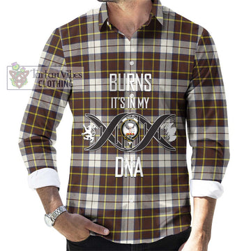 Burns Battalion Weathered Tartan Long Sleeve Button Shirt with Family Crest DNA In Me Style