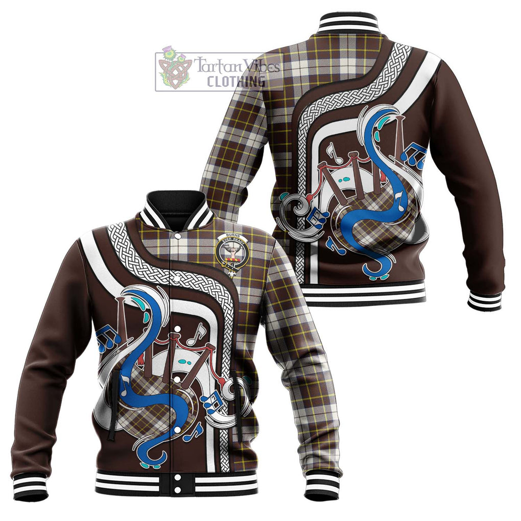 Tartan Vibes Clothing Burns Battalion Weathered Tartan Baseball Jacket with Epic Bagpipe Style