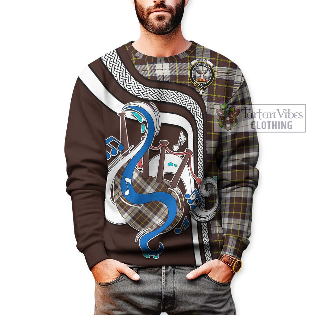 Burns Battalion Weathered Tartan Sweatshirt with Epic Bagpipe Style Unisex - Tartanvibesclothing Shop