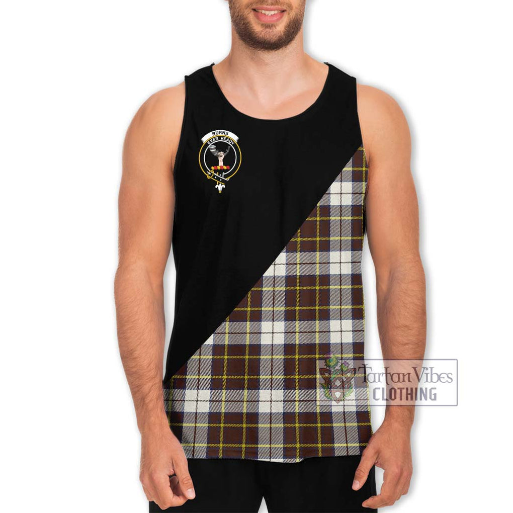 Burns Battalion Weathered Tartan Men's Tank Top with Family Crest and Military Logo Style Men - Tartanvibesclothing Shop