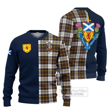 Burns Battalion Weathered Tartan Ugly Sweater with Scottish Lion Royal Arm Half Style