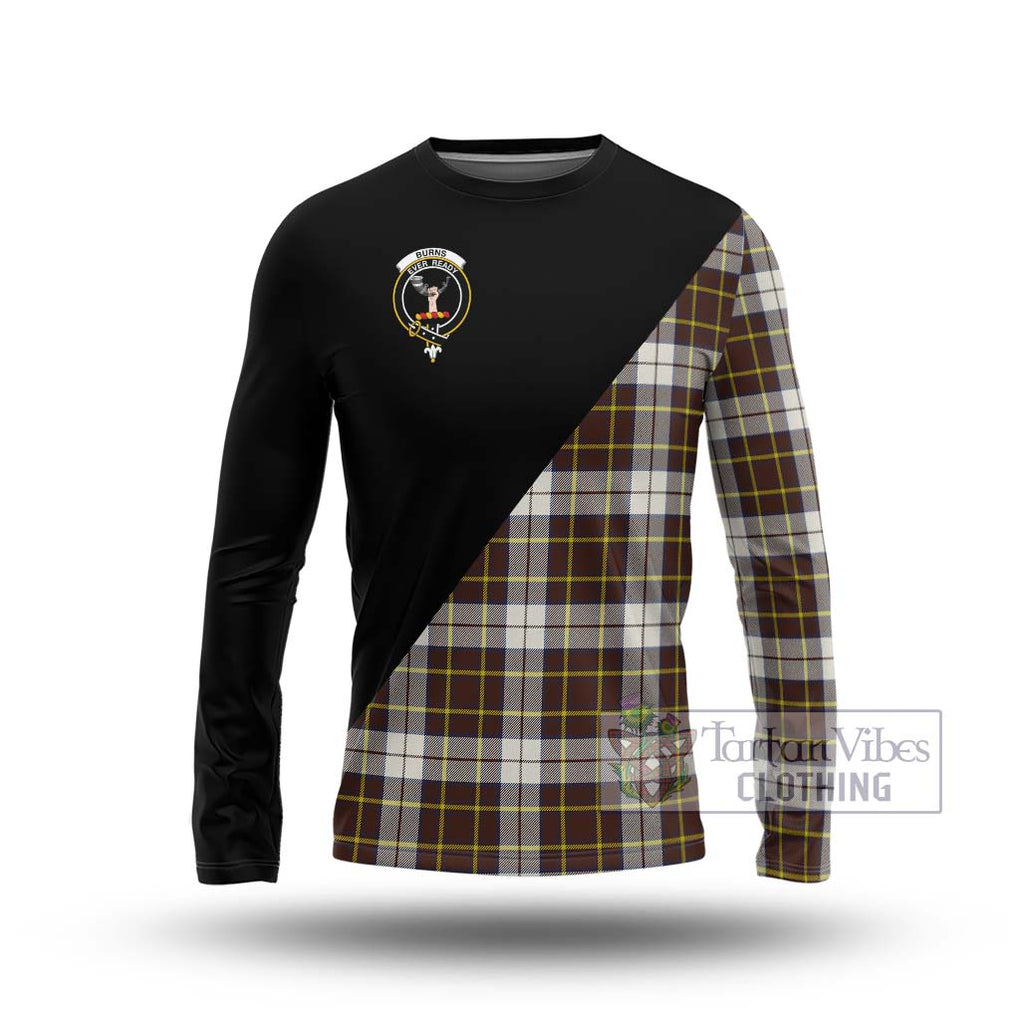 Burns Battalion Weathered Tartan Long Sleeve T-Shirt with Family Crest and Military Logo Style Unisex - Tartanvibesclothing Shop