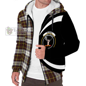 Burns Battalion Weathered Tartan Sherpa Hoodie with Family Crest Circle Style