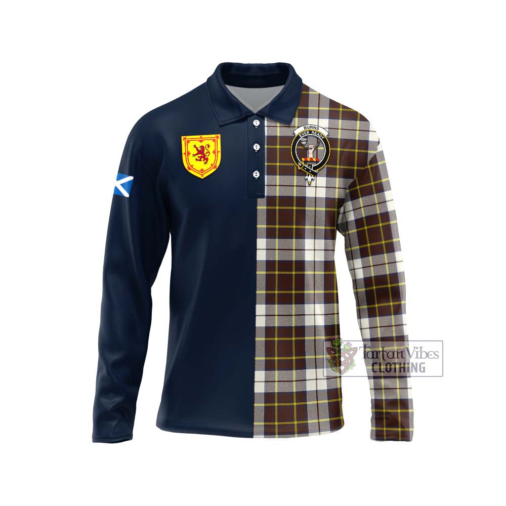 Tartan Vibes Clothing Burns Battalion Weathered Tartan Long Sleeve Polo Shirt with Scottish Lion Royal Arm Half Style