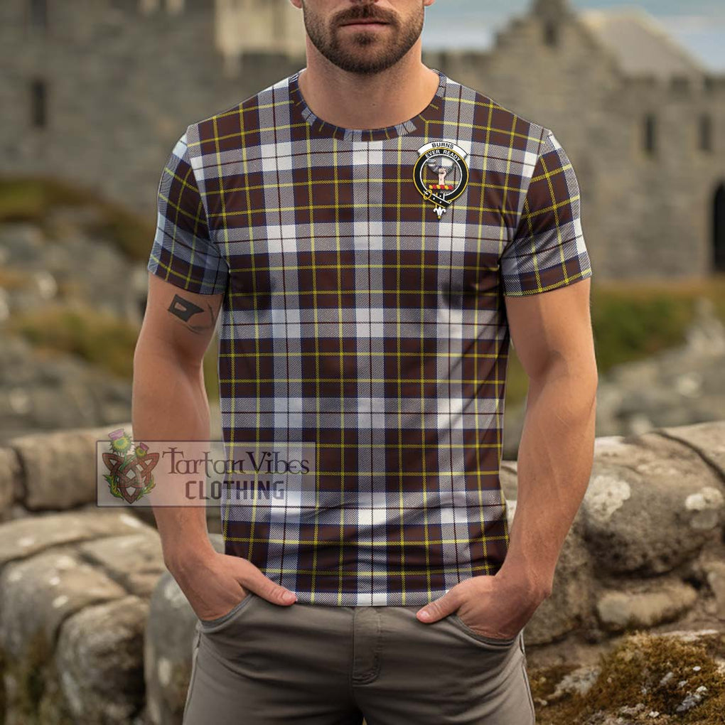 Burns Battalion Weathered Tartan Cotton T-Shirt with Family Crest Men's Shirt - Tartanvibesclothing Shop