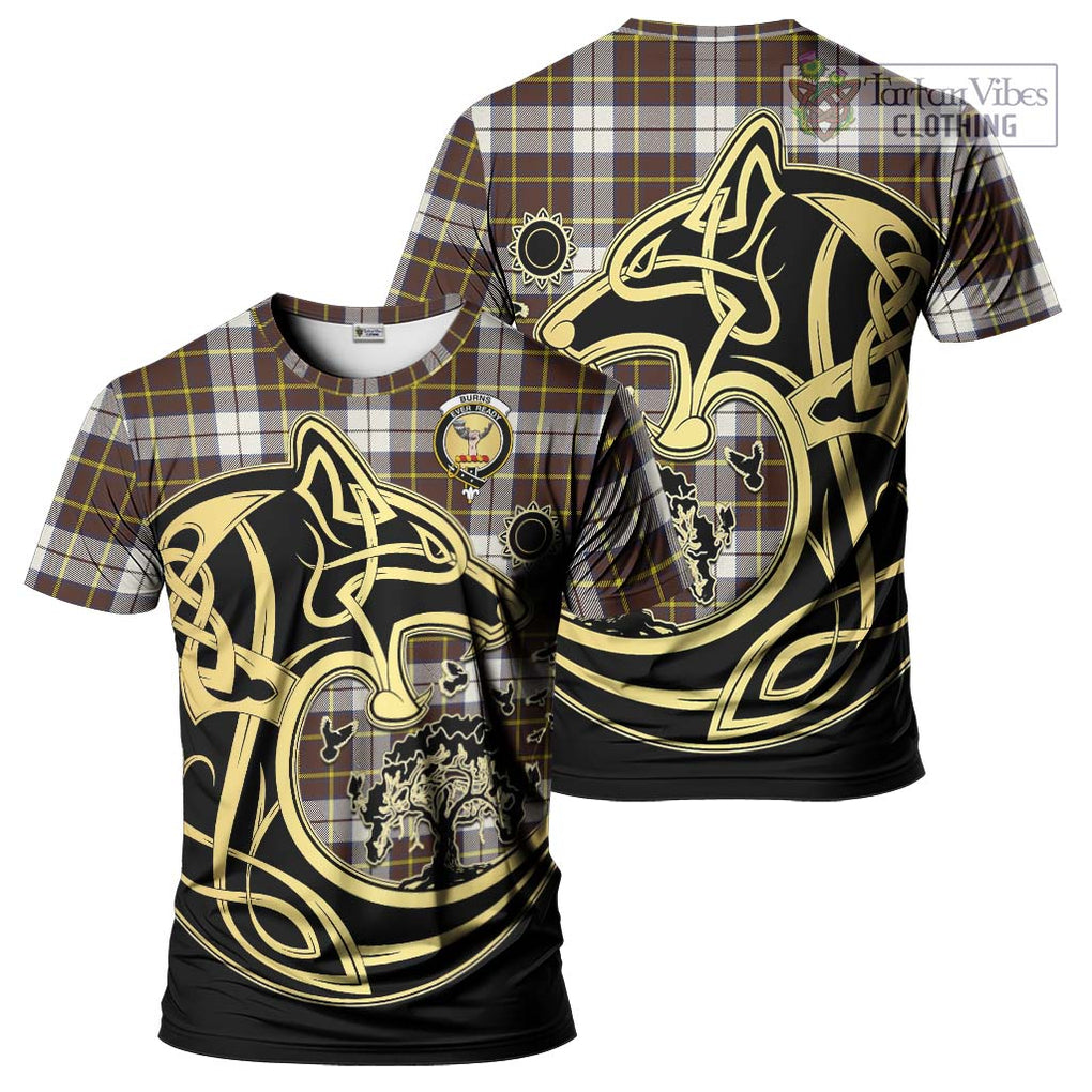 Burns Battalion Weathered Tartan T-Shirt with Family Crest Celtic Wolf Style Kid's Shirt - Tartan Vibes Clothing