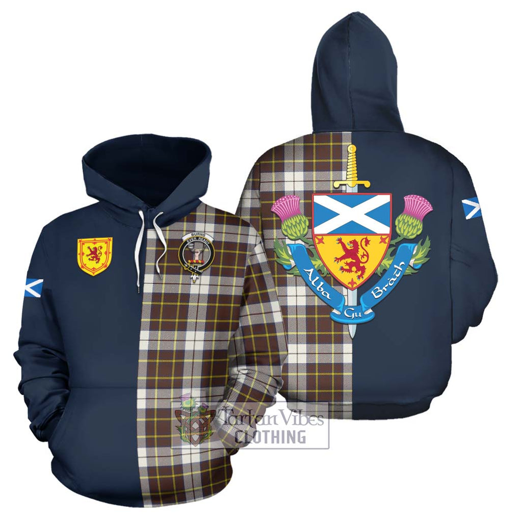 Tartan Vibes Clothing Burns Battalion Weathered Tartan Hoodie with Scottish Lion Royal Arm Half Style