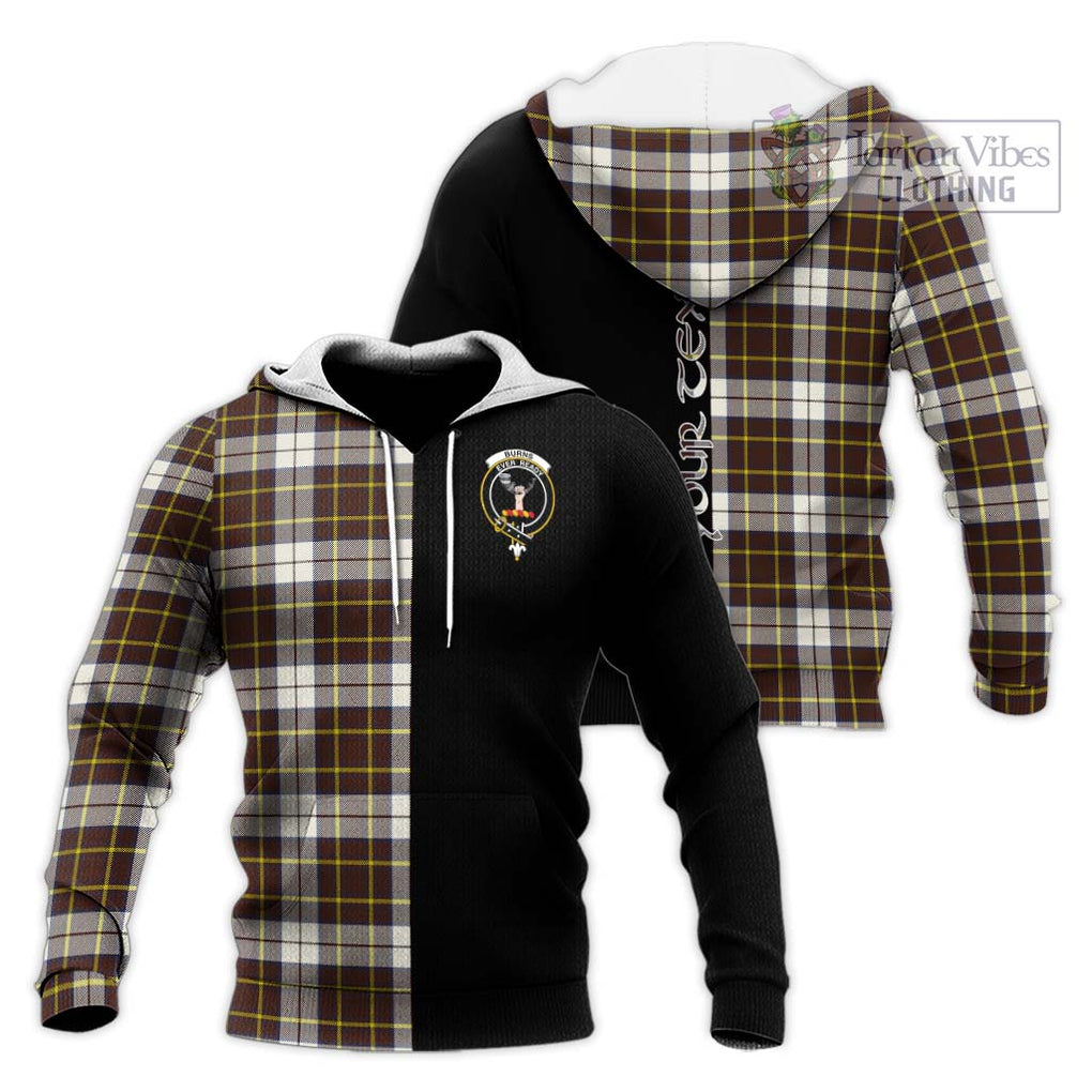 Burns Battalion Weathered Tartan Knitted Hoodie with Family Crest and Half Of Me Style Unisex Knitted Pullover Hoodie - Tartanvibesclothing Shop