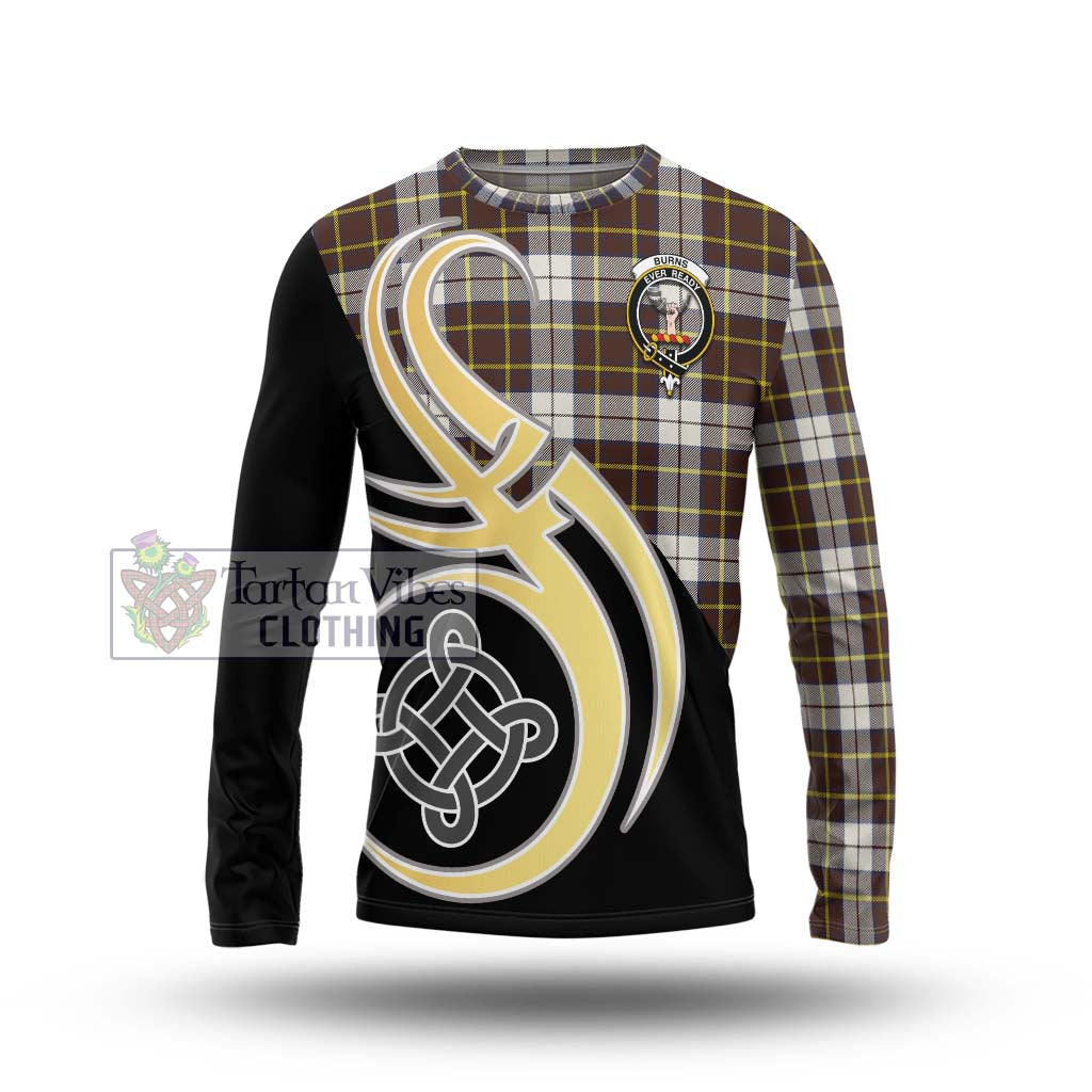 Burns Battalion Weathered Tartan Long Sleeve T-Shirt with Family Crest and Celtic Symbol Style Unisex - Tartan Vibes Clothing