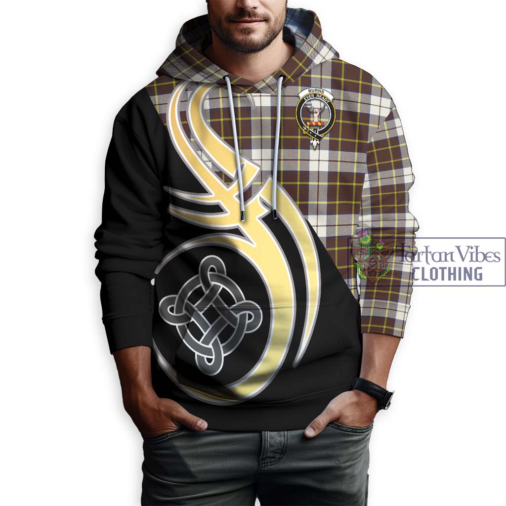 Burns Battalion Weathered Tartan Hoodie with Family Crest and Celtic Symbol Style Zip Hoodie - Tartan Vibes Clothing