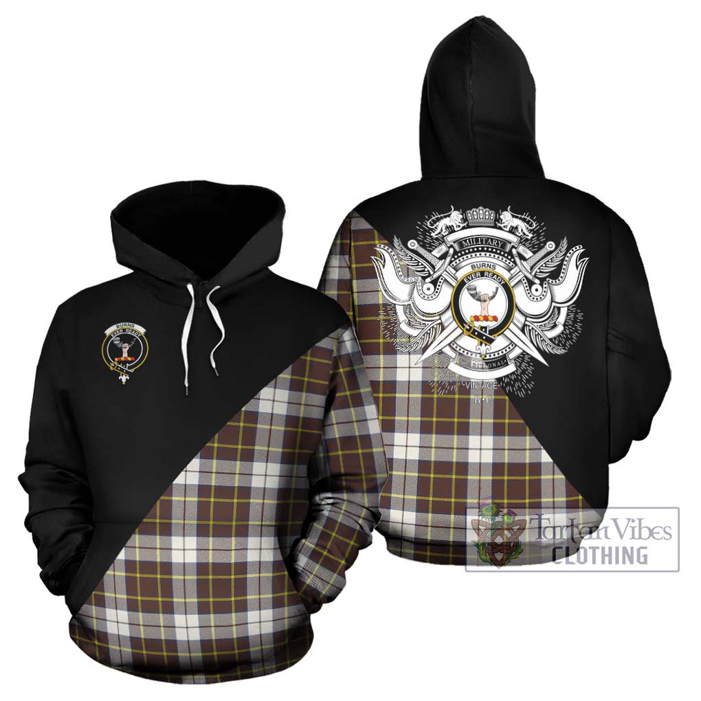 Burns Battalion Weathered Tartan Hoodie with Family Crest and Military Logo Style Zip Hoodie - Tartanvibesclothing Shop