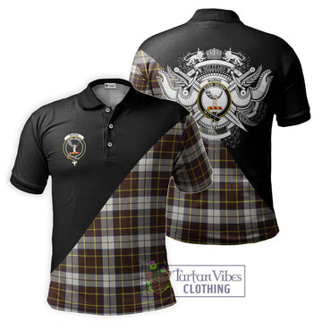 Burns Battalion Weathered Tartan Polo Shirt with Family Crest and Military Logo Style