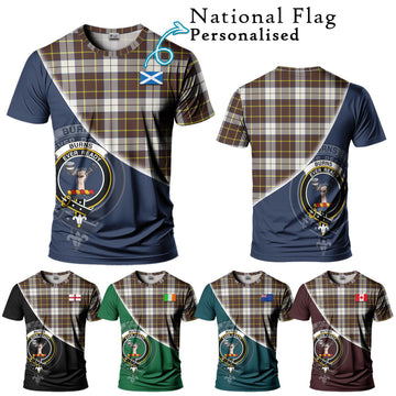 Burns Battalion Weathered Tartan T-Shirt with Personalised National Flag and Family Crest Half Style