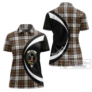 Burns Battalion Weathered Tartan Women's Polo Shirt with Family Crest Circle Style