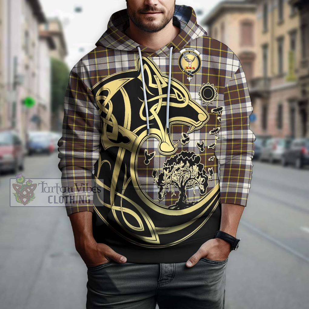 Burns Battalion Weathered Tartan Hoodie with Family Crest Celtic Wolf Style Zip Hoodie - Tartan Vibes Clothing