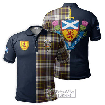 Burns Battalion Weathered Tartan Polo Shirt Alba with Scottish Lion Royal Arm Half Style