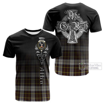 Burns Battalion Weathered Tartan Cotton T-shirt Featuring Alba Gu Brath Family Crest Celtic Inspired