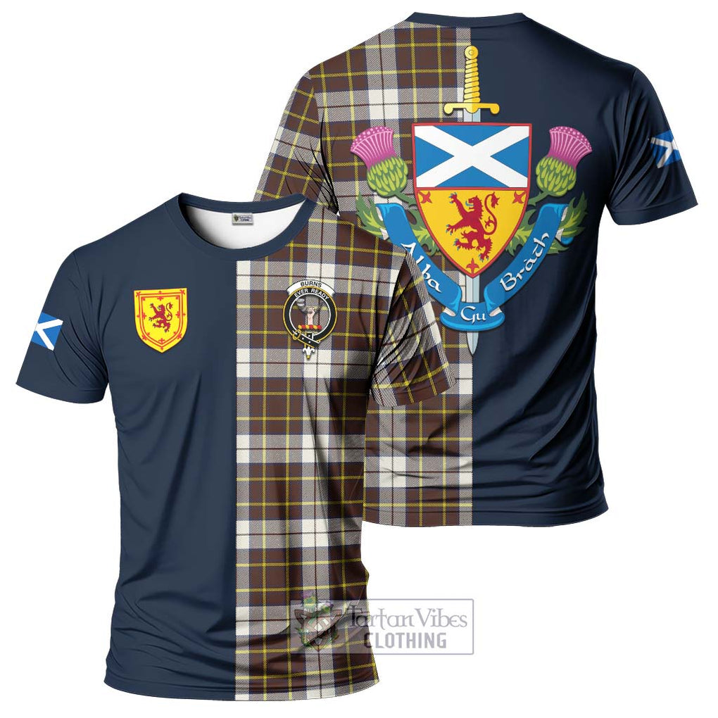 Tartan Vibes Clothing Burns Battalion Weathered Tartan T-Shirt Alba with Scottish Lion Royal Arm Half Style