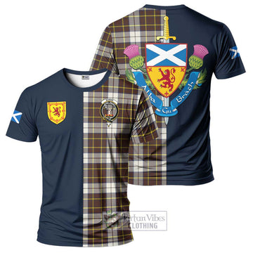 Burns Battalion Weathered Tartan T-Shirt Alba with Scottish Lion Royal Arm Half Style