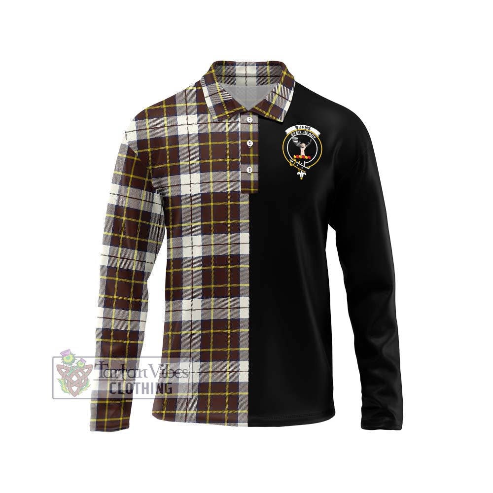 Burns Battalion Weathered Tartan Long Sleeve Polo Shirt with Family Crest and Half Of Me Style Unisex - Tartanvibesclothing Shop